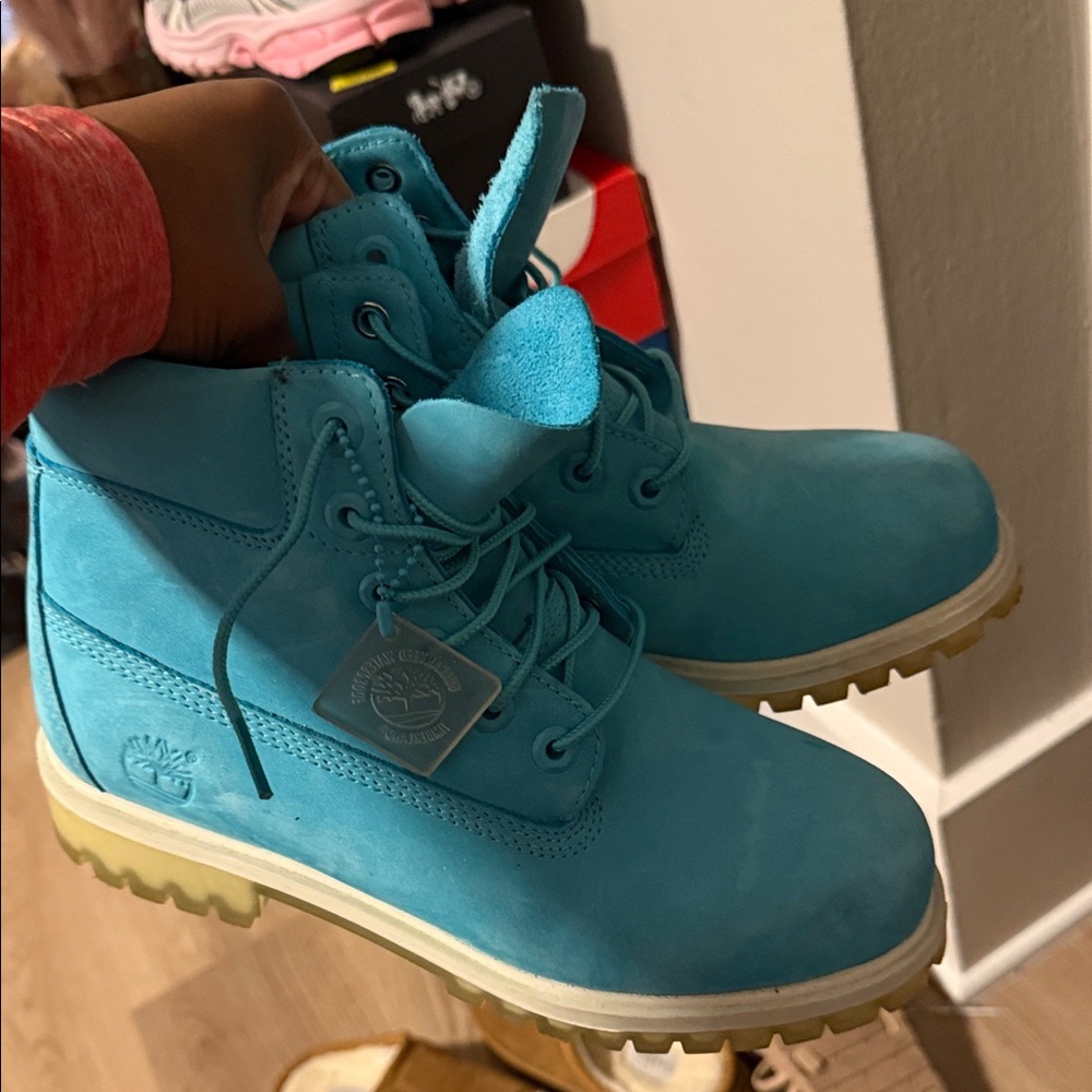 Timberland Kids Turquoise Lace-Up Boots